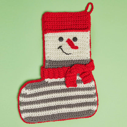 Red Heart Crochet Snowman Stocking Crochet Stocking made in Red Heart With Love Yarn