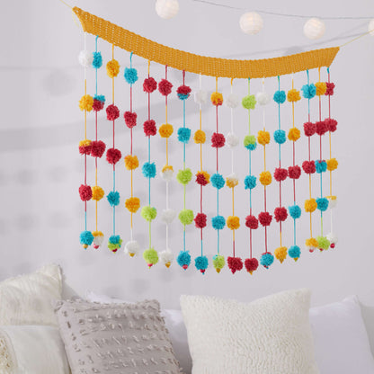Red Heart Crochet Happy Pompom Banner Crochet Banner made in Red Heart With Love Yarn