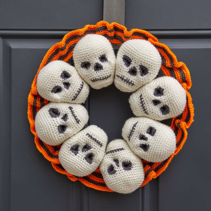 Red Heart Crochet Circle of Skulls Wreath Crochet Wreath made in Red Heart Super Saver Yarn