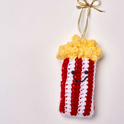 Red Heart Crochet Bag of Popcorn Ornament Crochet Ornament made in Red Heart Super Saver Yarn