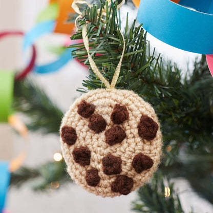 Red Heart Crochet Chocolate Chunk Cookie Ornament Crochet Ornament made in Red Heart Super Saver Yarn