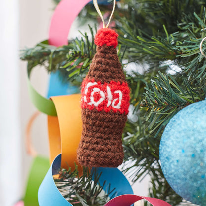 Red Heart Crochet Bottle of Cola Ornament Crochet Ornament made in Red Heart Super Saver Yarn