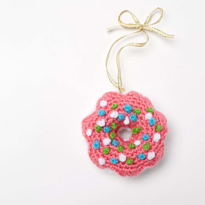 Red Heart Crochet Dangling Donut Ornament Crochet Ornament made in Red Heart Super Saver Yarn