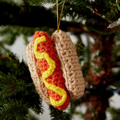 Red Heart Crochet Hot Dog Ornament Crochet Ornament made in Red Heart Super Saver Yarn