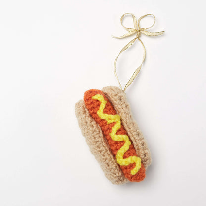 Red Heart Crochet Hot Dog Ornament Crochet Ornament made in Red Heart Super Saver Yarn