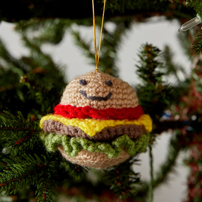 Red Heart Crochet Happy Hamburger Ornament Crochet Ornament made in Red Heart Super Saver Yarn