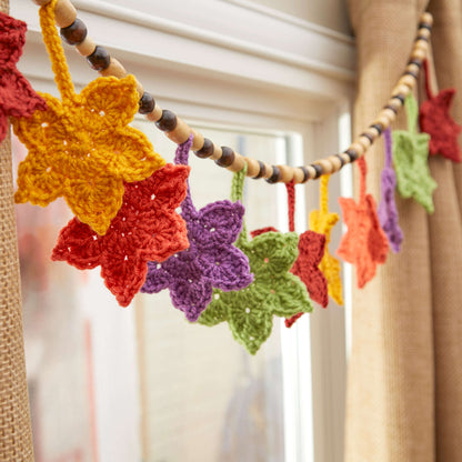 Red Heart Crochet Fall Leafy Banner Crochet Banner made in Red Heart Super Saver Yarn