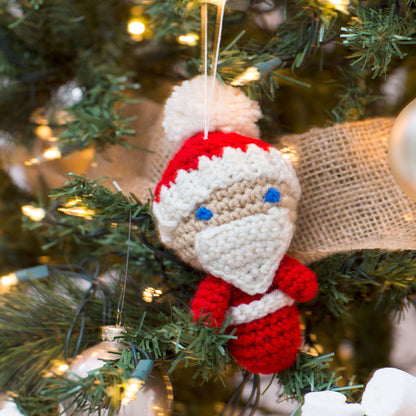 Red Heart Crochet Amigurumi Santa Ornaments Crochet Ornaments made in Red Heart Super Saver Yarn