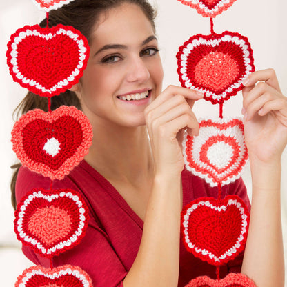 Red Heart Heart Strings Garland Crochet Garland made in Red Heart Soft Yarn