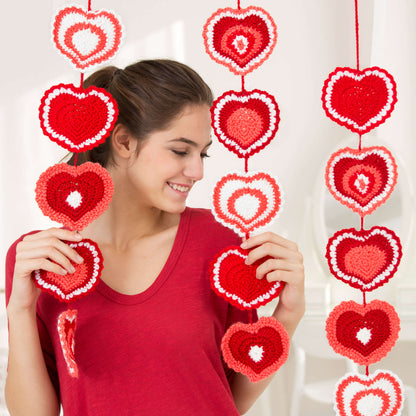 Red Heart Heart Strings Garland Crochet Garland made in Red Heart Soft Yarn