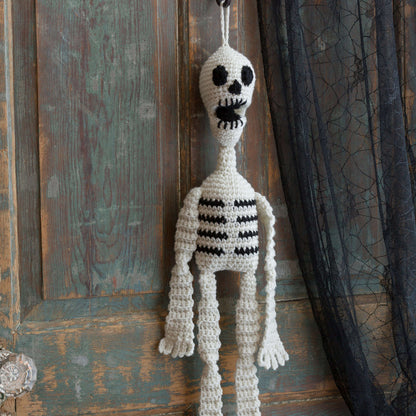 Red Heart Crochet Hanging Skeleton Crochet Holiday Décor made in Red Heart With Love Yarn