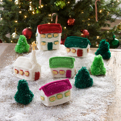Red Heart Crochet Christmas Village Crochet Christmas Décor made in Red Heart Super Saver Yarn