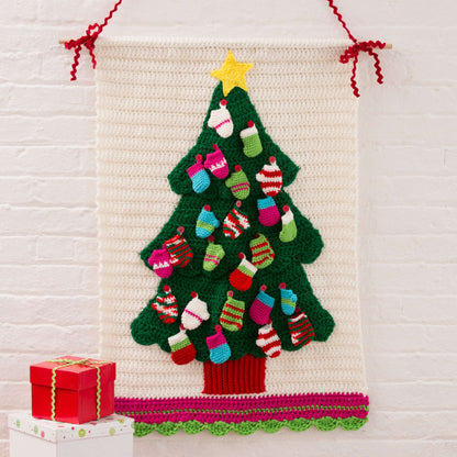 Red Heart Crochet Christmas Tree Wall Hanging Crochet Hanging made in Red Heart Super Saver Yarn