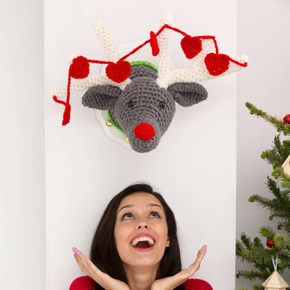 Red Heart Crochet Reindeer Wall Plaque Crochet Plaque made in Red Heart Super Saver Yarn