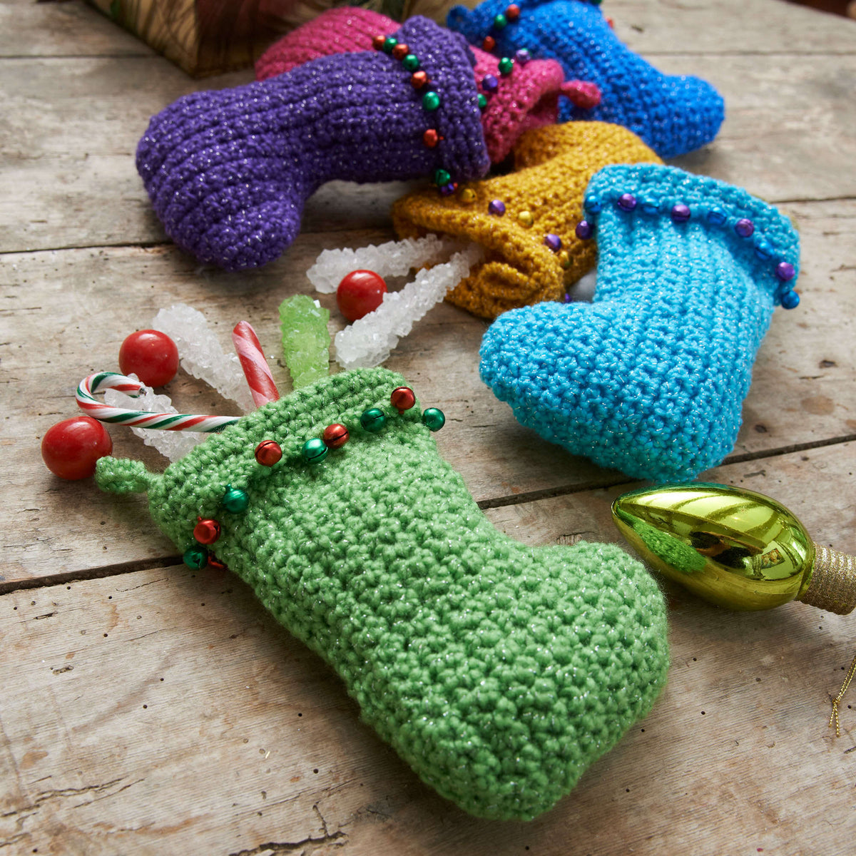Crochet Stockings made in Red Heart Celebration Yarn