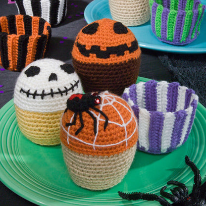 Red Heart Crochet Scary Muffins Crochet Holiday Décor made in Red Heart Super Saver Yarn
