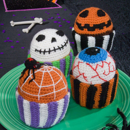 Red Heart Crochet Scary Muffins Crochet Holiday Décor made in Red Heart Super Saver Yarn
