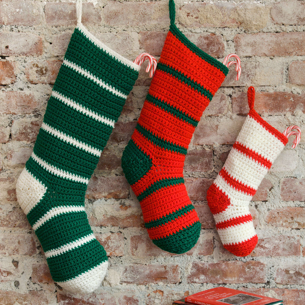 Crochet Stockings made in Red Heart Super Saver Yarn