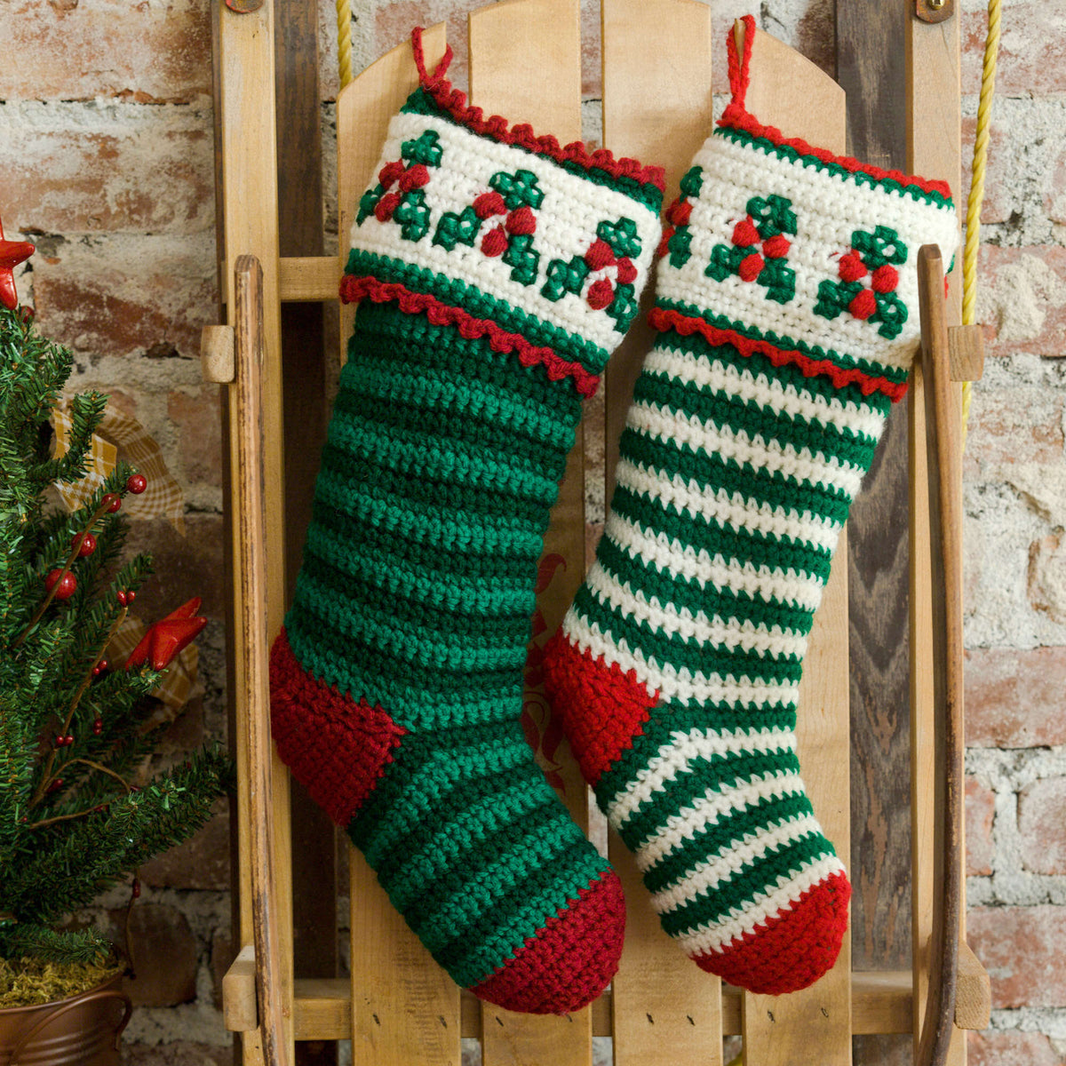 Crochet Stockings made in Red Heart Super Saver Yarn
