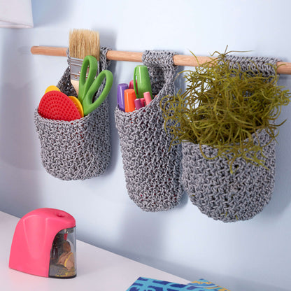 Red Heart Crochet Hanging Baskets On Dowel Crochet Basket made in Red Heart Nylon Crochet Thread Yarn