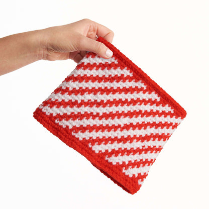 Red Heart Crochet Peppermint Twist Plant Pot Cozy Crochet Plant Cozy made in Red Heart Super Saver yarn