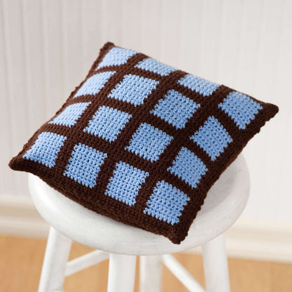 Red Heart Crochet Two-Color Pillow Crochet Pillow made in Red Heart Designer Sport Yarn