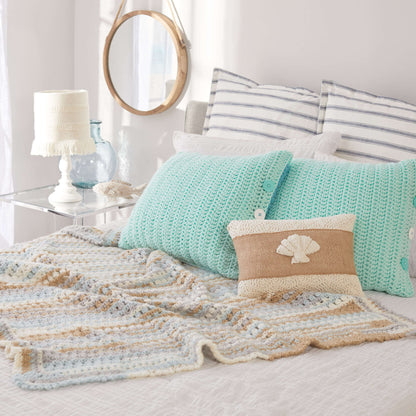Red Heart Crochet Ocean Front Bed Pillows Crochet Pillow made in Red Heart With Love Yarn