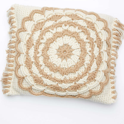 Red Heart Fringed Mandala Pillow Crochet Pillow made in Red Heart With Love Yarn