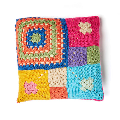 Red Heart Crochet Patched Persuasion Pillows Crochet Pillow made in Red Heart Super Saver Yarn