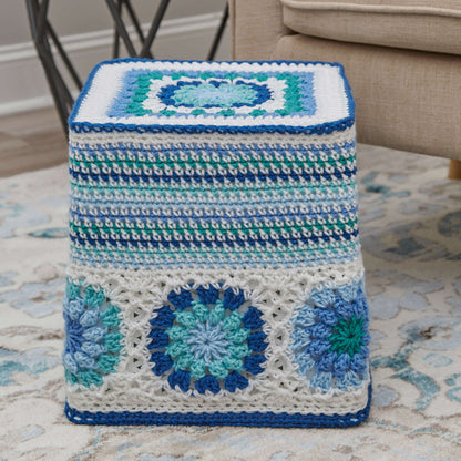 Red Heart Crochet Hexagon Blues Ottoman Crochet Ottoman made in Red Heart Super Saver Yarn