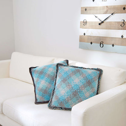 Red Heart Crochet Planned Pooling Argyle Pillow Crochet Pillow made in Red Heart Super Saver Yarn