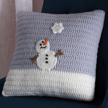 Red Heart Crochet Snowy Day Pillow Crochet Pillow made in Red Heart Super Saver Yarn
