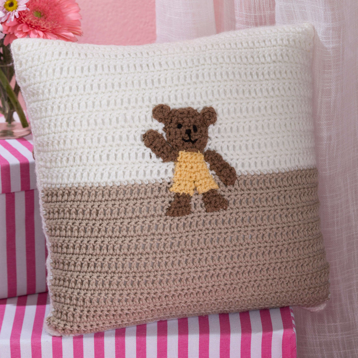 Crochet Pillow made in Red Heart Super Saver Yarn
