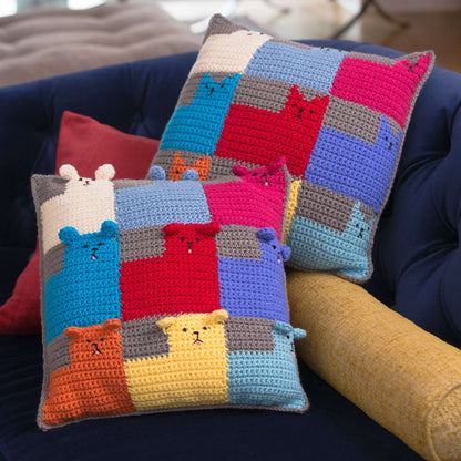 Red Heart Crochet Kittens and Puppies for Sale Pillows Crochet Pillow made in Red Heart With Love Yarn
