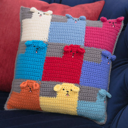 Red Heart Crochet Kittens and Puppies for Sale Pillows Crochet Pillow made in Red Heart With Love Yarn