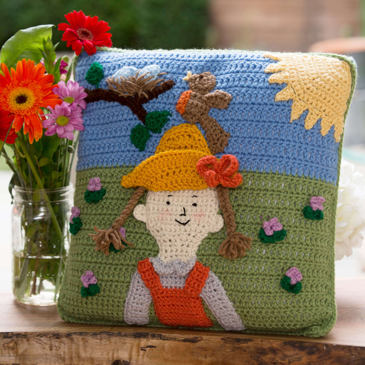 Crochet Pillow made in Red Heart Super Saver Yarn