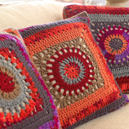 Red Heart Crochet Circle In the Square Pillows Crochet Pillow made in Red Heart Super Saver Yarn