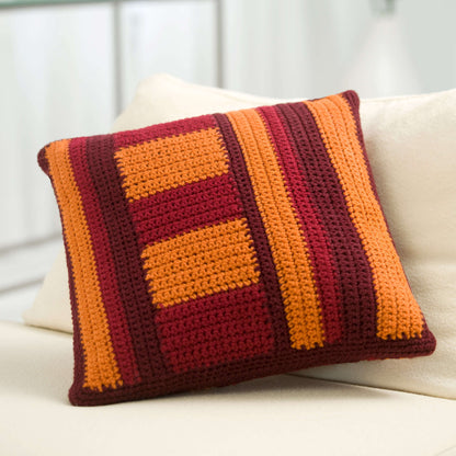 Red Heart Crochet Mod Striped Pillows Crochet Pillow made in Red Heart Super Saver Yarn