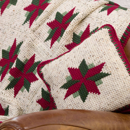 Red Heart Crochet Christmas Star Throw and Pillow Crochet Pillow made in Red Heart Super Saver Yarn