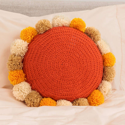 Red Heart Crochet Pompom Party Pillow Single Size