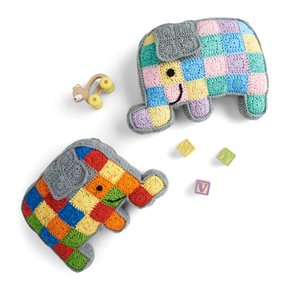 Red Heart Crochet Patchwork Elephant Pillow Single Size