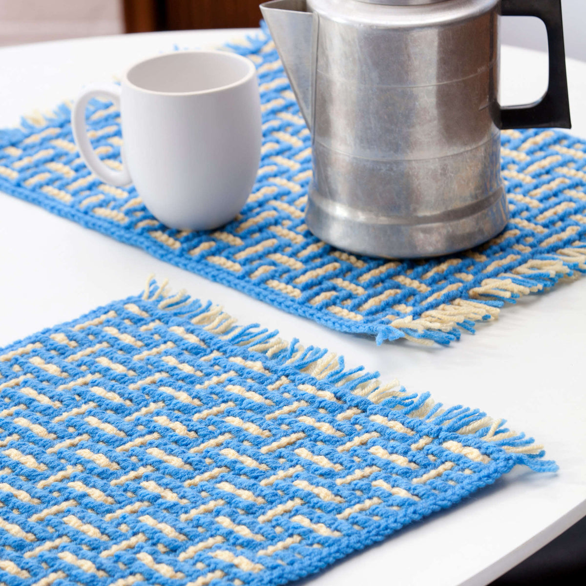 Crochet Placemat made in Red Heart Super Saver Yarn