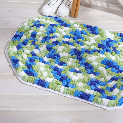 Red Heart Crochet Trendy Oval Pompom Rug Crochet Rug made in Red Heart Pomp-a-Doodle Yarn