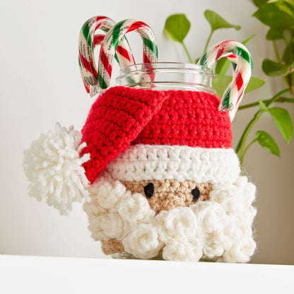 Red Heart Crochet Santa Candy Jar Crochet Jar made in Red Heart Super Saver Yarn