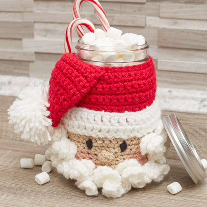 Red Heart Crochet Santa Candy Jar Crochet Jar made in Red Heart Super Saver Yarn
