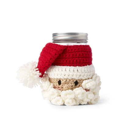 Red Heart Crochet Santa Candy Jar Crochet Jar made in Red Heart Super Saver Yarn