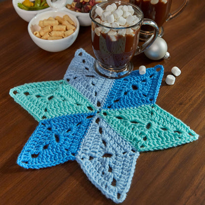 Red Heart Crochet Star Table Mat Crochet Mat made in Red Heart Super Saver Yarn