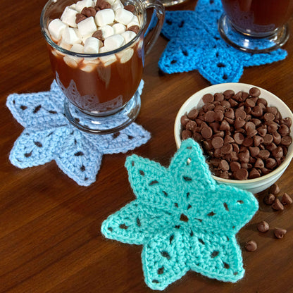 Red Heart Crochet Star Coasters Crochet Coaster made in Red Heart Super Saver Yarn