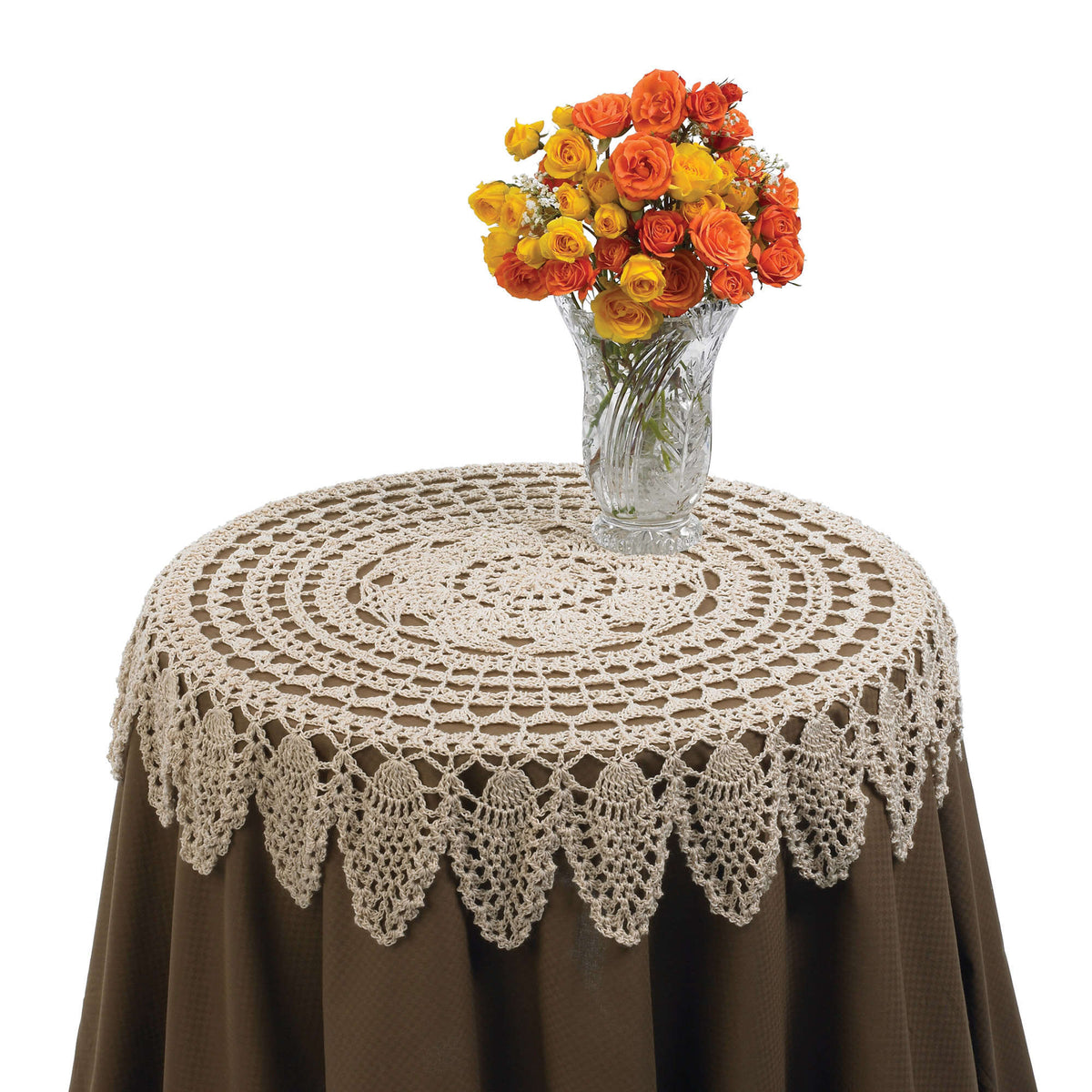Crochet Topper made in Red Heart Luster Sheen Yarn