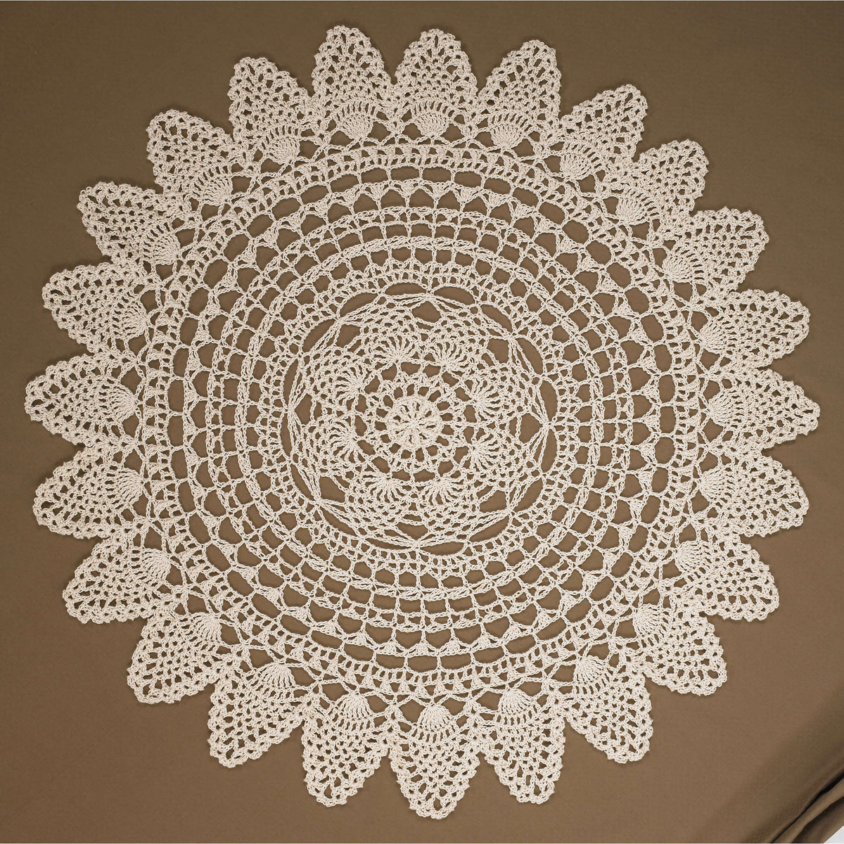 Crochet Topper made in Red Heart Luster Sheen Yarn